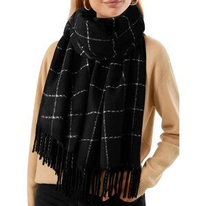 Women Black Large Chunky Scarves Cozy Shawls Wraps Winter Scarf
